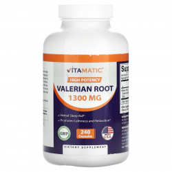 Vitamatic, Корень валерианы, высокоэффективный продукт, 1300 мг, 240 капсул