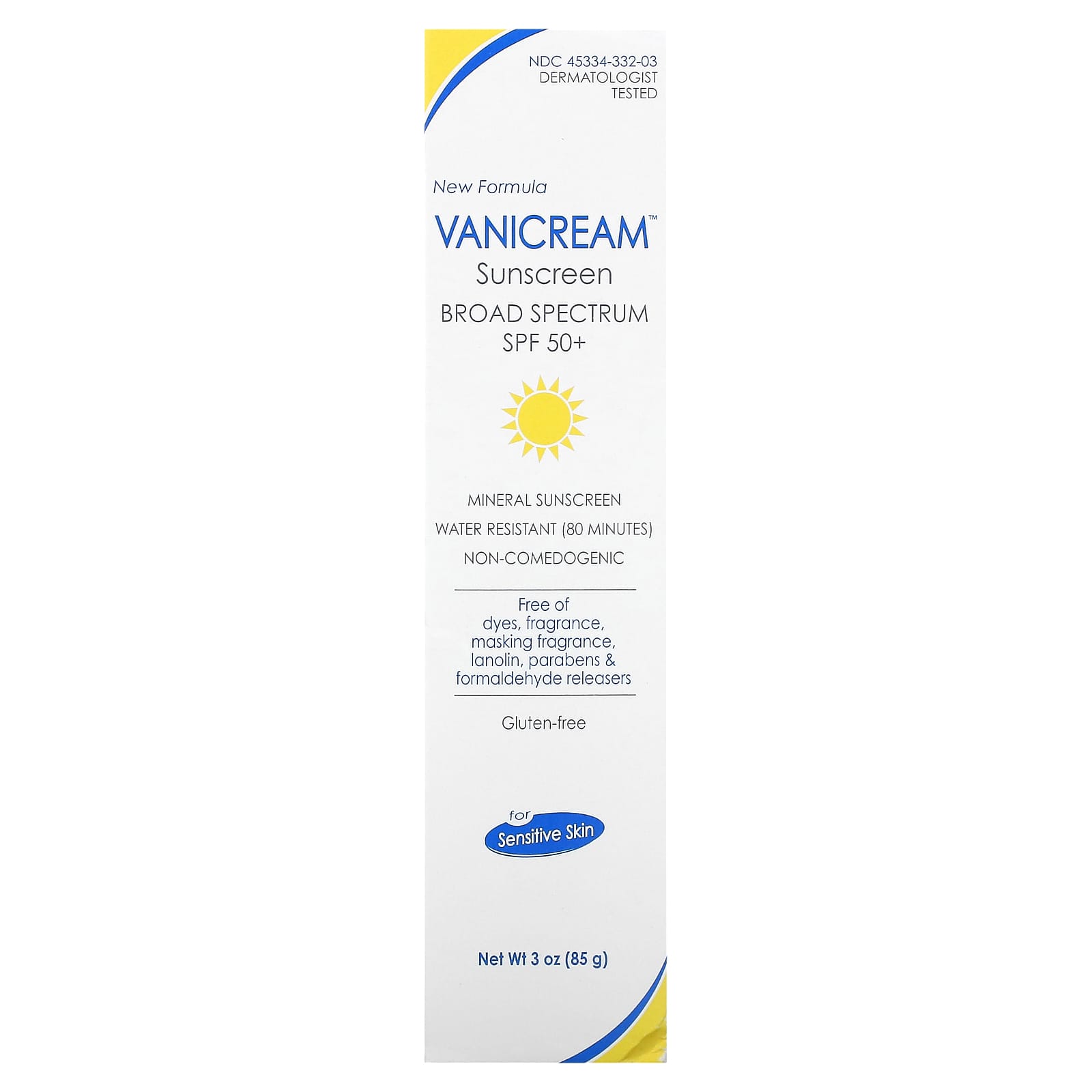 Vanicream, Солнцезащитное средство, для чувствительной кожи, SPF 50+, 85 г (3 унции)