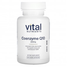 Vital Nutrients, Коэнзим Q10, 200 мг, 60 веганских капсул