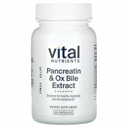 Vital Nutrients, Панкреатин и экстракт бычьей желчи, 60 капсул