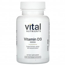 Vital Nutrients, Витамин D3, 5000 МЕ, 180 вегетарианских капсул
