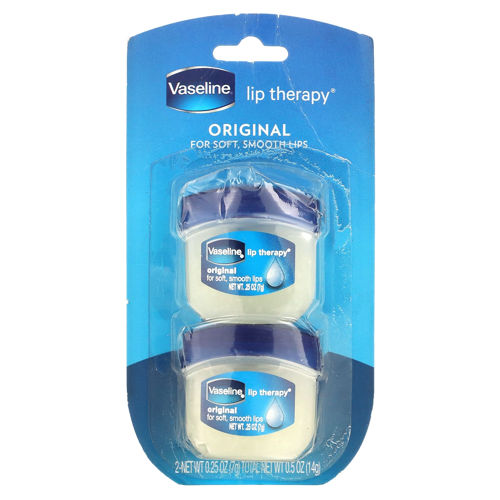 Vaseline, Lip Therapy, оригинальный бальзам для губ, 2 шт. В упаковке, 7 г (0,25 унции)