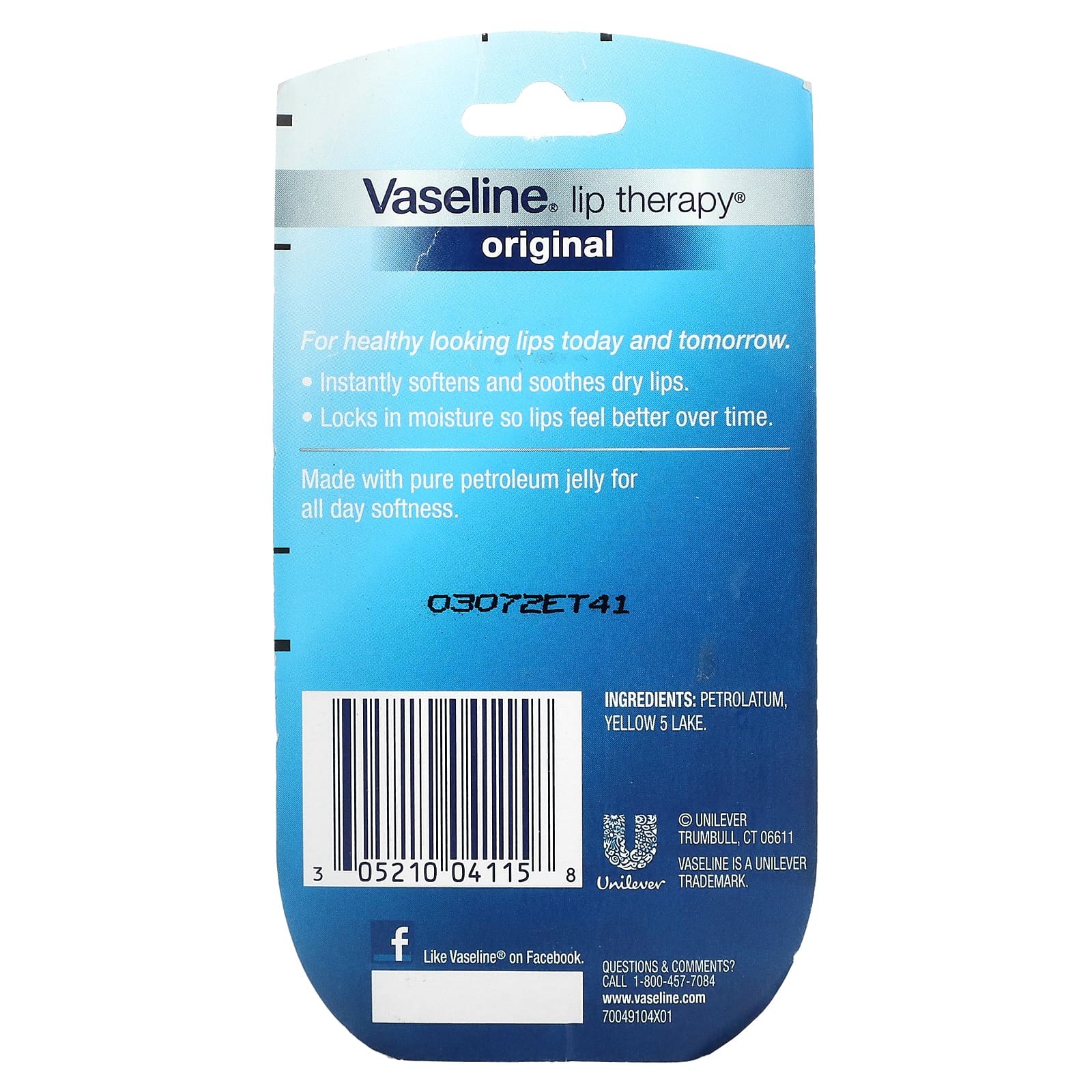 Vaseline, Lip Therapy, оригинальный бальзам для губ, 2 шт. В упаковке, 7 г (0,25 унции)