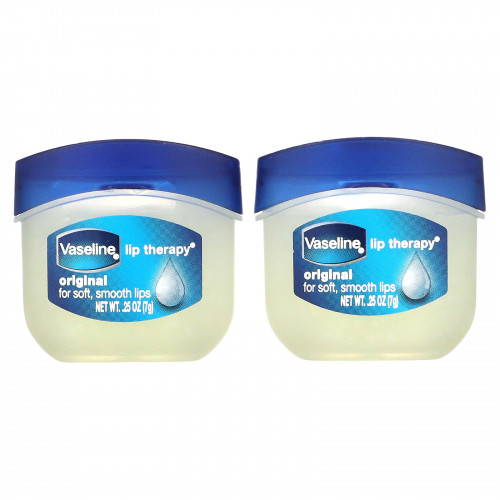 Vaseline, Lip Therapy, оригинальный бальзам для губ, 2 шт. В упаковке, 7 г (0,25 унции)