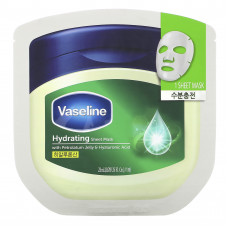 Vaseline, увлажняющая тканевая маска с вазелином и гиалуроновой красота, 1 шт, 23 мл (0,78 жидк. унции) (Товар снят с продажи) 
