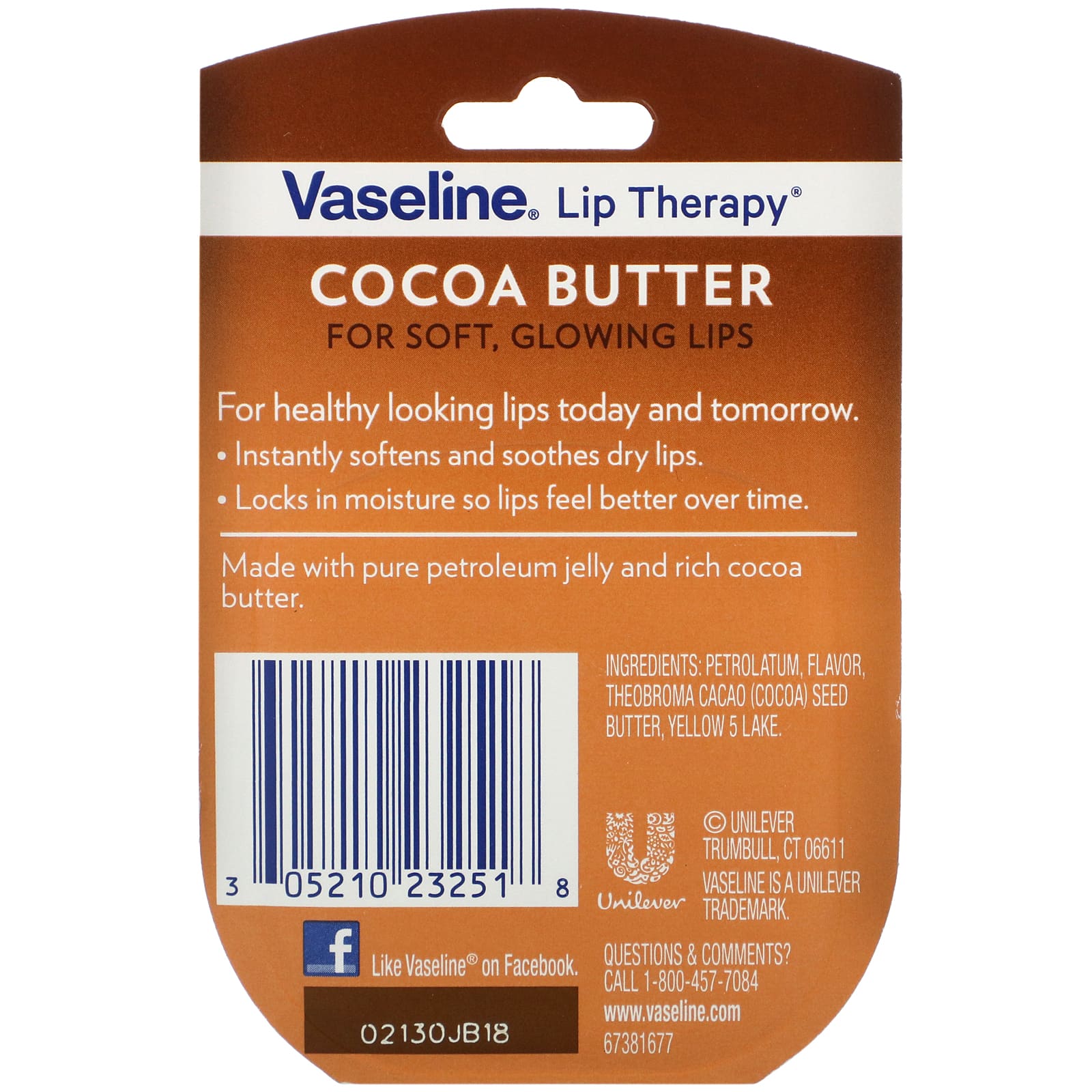 Vaseline, уход для губ, какао-масло, 7 г (0.25 унций)