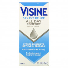 Visine, Средство от сухости глаз, комфорт на весь день, увлажняющие глазные капли, стерильные, 15 мл (1/2 жидк. унции)