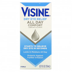 Visine, Средство от сухости глаз, комфорт на весь день, увлажняющие глазные капли, стерильные, 15 мл (1/2 жидк. унции)