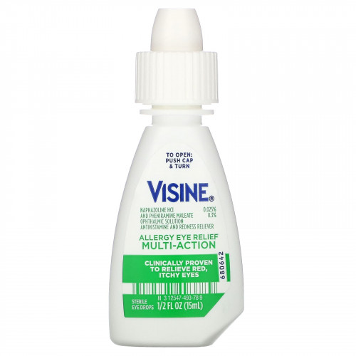 Visine, средство для снятия симптомов аллергии, глазные капли универсального действия, 15 мл (0,5 жидк. унции)