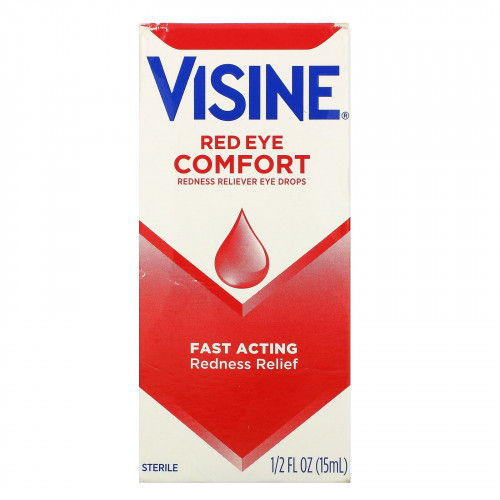 Visine, Red Eye Comfort, Глазные капли для снятия покраснения, 15 мл (1,5 жидк. унции)