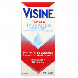 Visine, Red Eye Hydrating Comfort, глазные капли для увлажнения и снятия покраснения, 15 мл (0,5 жидк. унции)