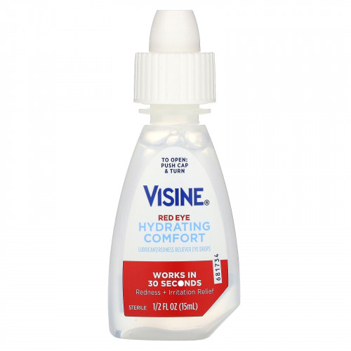 Visine, Red Eye Hydrating Comfort, глазные капли для увлажнения и снятия покраснения, 15 мл (0,5 жидк. унции)