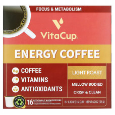 VitaCup, Energy Coffee, легкая обжарка, 16 чашек по 11 г (0,39 унции)