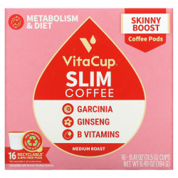 VitaCup, Slim Coffee, средней обжарки, 16 чашек по 11,5 г (0,41 унции)