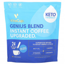 VitaCup, Genius Blend, растворимый кофе, средней обжарки, 24 палочки для еды, по 3,8 г (0,13 унции) каждая