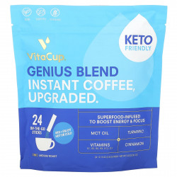 VitaCup, Genius Blend, растворимый кофе, средней обжарки, 24 палочки для еды, по 3,8 г (0,13 унции) каждая