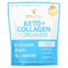 VitaCup, Кето + коллагеновые сливки, ваниль, 284 г (10 унций)