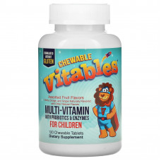 Vitables, жевательные мультивитамины с пробиотиками и ферментами, для детей, ассорти фруктовых вкусов, 120 вегетарианских таблеток (Товар снят с продажи) 