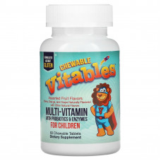 Vitables, жевательные мультивитамины с пробиотиками и ферментами для детей, фруктовое ассорти, 60 вегетарианских таблеток (Товар снят с продажи) 