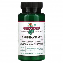 Vitanica, CandidaStat, поддержка баланса дрожжей, 60 вегетарианских капсул