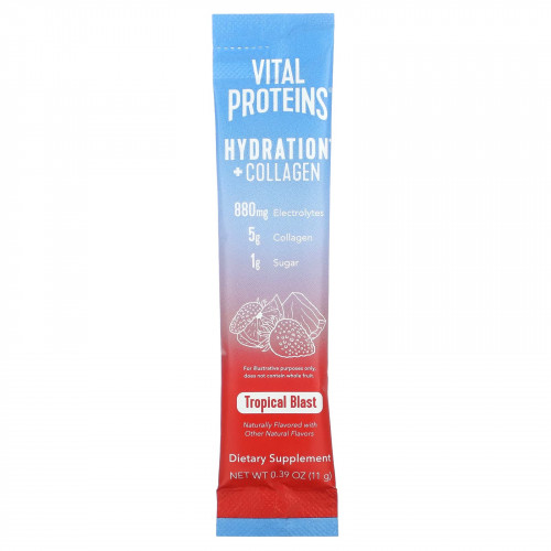 Vital Proteins, Hydration + Collagen, Tropical Blast, 7 пакетиков по 11 г (0,39 унции)