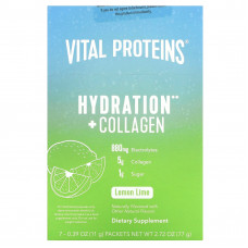 Vital Proteins, Hydration + Collagen, лимон и лайм, 7 пакетиков по 11 г (0,39 унции)