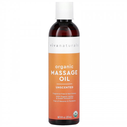 Viva Naturals, Organic Massage Oil, Unscented, 8 fl oz (237 ml)
