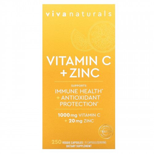 Viva Naturals, Vitamin C + Zinc, 250 Veggie Capsules