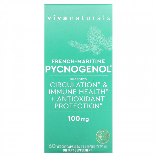 Viva Naturals, French-Maritime Pycnogenol`` 60 растительных капсул