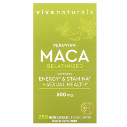 Viva Naturals, Peruvian Maca Gelatinized , 500 mg , 250 Veggie Capsules