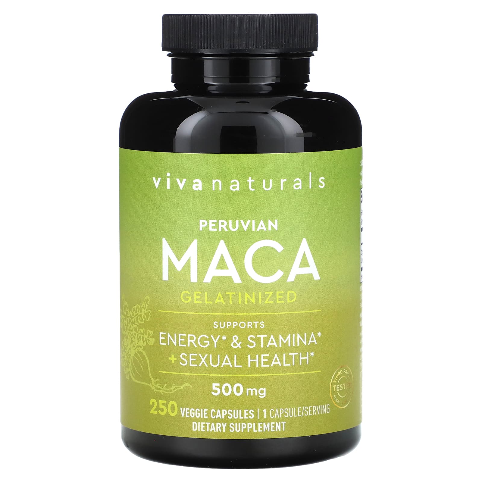 Viva Naturals, Peruvian Maca Gelatinized , 500 mg , 250 Veggie Capsules