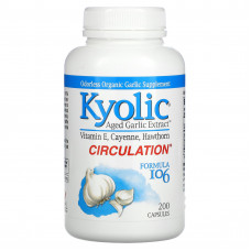 Kyolic, Выдержанный экстракт чеснока, улучшение кровообращения, формула 106, 200 капсул