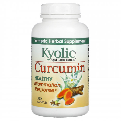 Kyolic, Aged Garlic Extract, выдержанный экстракт чеснока с куркумином, 100 капсул