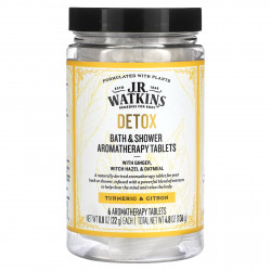 J R Watkins, Detox, ароматерапевтические таблетки для ванны и душа, куркума и цитрон, 6 ароматических таблеток, 22 г (0,8 унции)