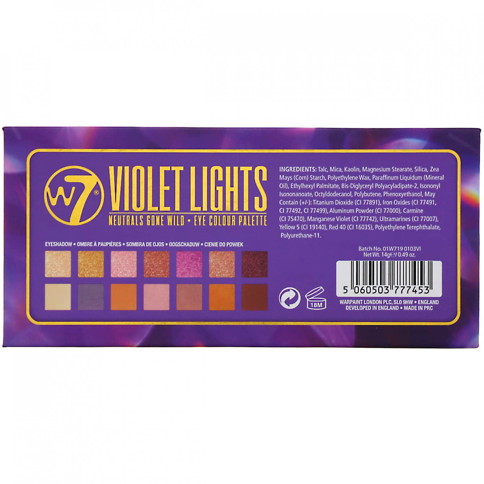 W7, Violet Lights, Neutrals Gone Wild, палетка теней, 11,2 г (Товар снят с продажи) 