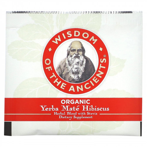 Wisdom Of The Ancient, органическая травяная смесь йерба мате и гибискуса со стевией, 16 пакетиков, 32 г (1,1 унции)