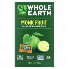 Whole Earth, Подсластитель на растительной основе, монах, 80 пакетиков