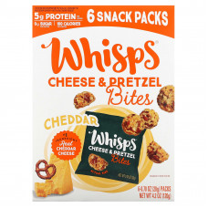 Whisps, Whisps Cheese & Pretezel Bites, чеддер, 6 пакетиков по 20 г (0,70 унции)