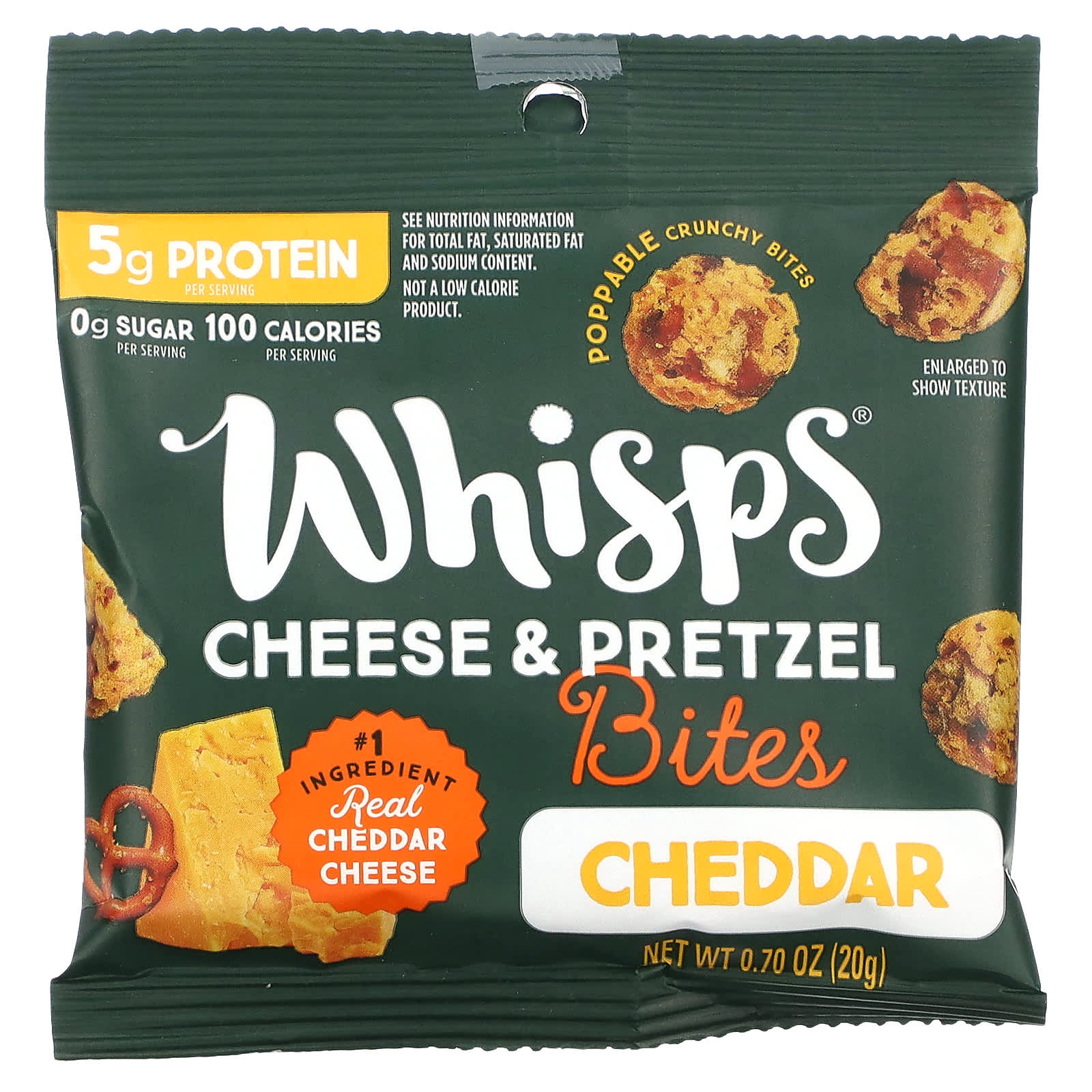 Whisps, Whisps Cheese & Pretezel Bites, чеддер, 6 пакетиков по 20 г (0,70 унции)