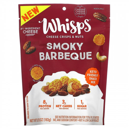 Whisps, Cheese Crisps & Nuts, Smoky Barbeque, 5.75 oz (163 g) (Товар снят с продажи) 