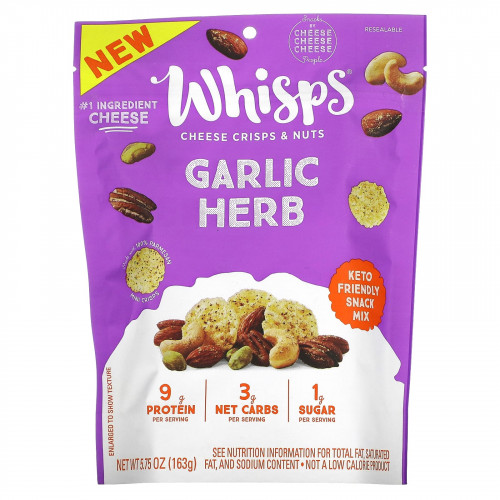 Whisps, Cheese Crisps & Nuts, Garlic Herb, 5.75 oz (163 g)