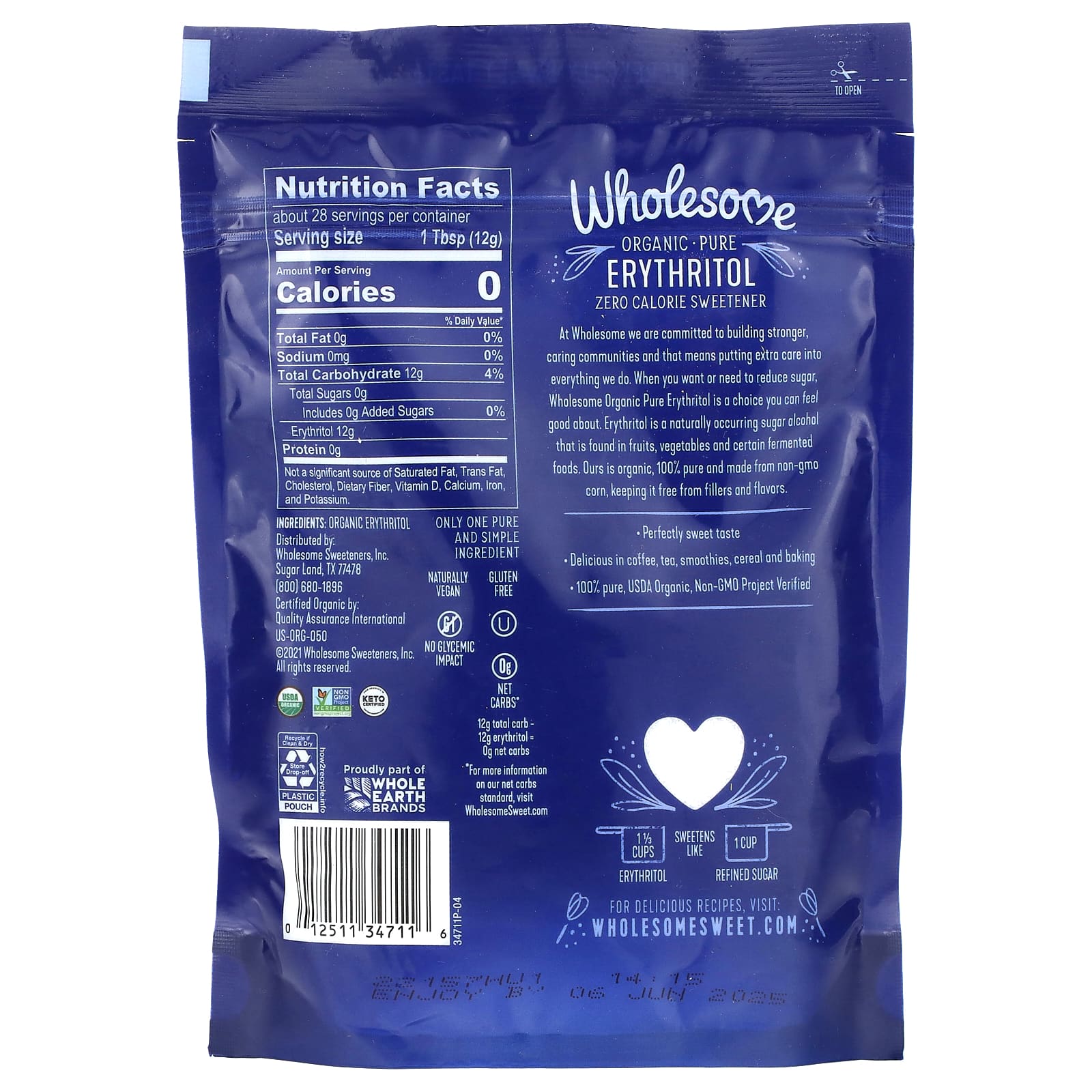 Wholesome Sweeteners, Органический сахар без сахара, 340 г (12 унций)