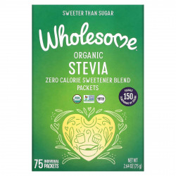 Wholesome Sweeteners, Органическая стевия, смесь подсластителей с нулевой калорийностью, 75 отдельных пакетиков, 75 г (2,65 унции)