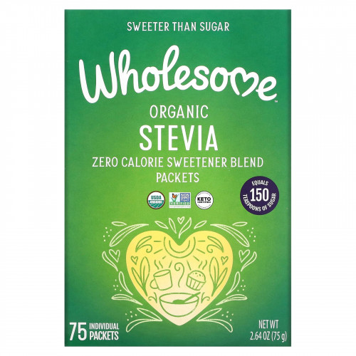 Wholesome Sweeteners, Органическая стевия, смесь подсластителей с нулевой калорийностью, 75 отдельных пакетиков, 75 г (2,65 унции)