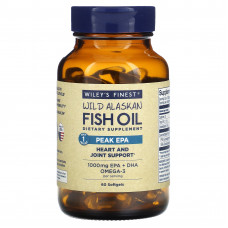 Wiley's Finest, Жир диких аляскинских рыб, пик ЭПК, 60 мягких таблеток