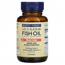 Wiley's Finest, Жир диких аляскинских рыб, пик ДГК, 60 мягких таблеток