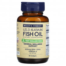 Wiley's Finest, Жир диких аляскинских рыб, Easy Swallow Minis, 60 мягких таблеток