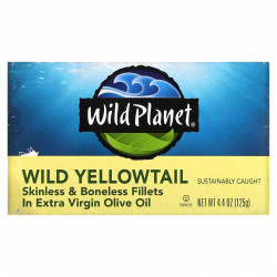 Wild Planet, Филе дикого желтохвоста без кожи и без костей, в оливковом масле первого отжима, 125 г (4,4 унции)
