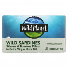 Wild Planet, Филе диких сардин без кожи и без костей в оливковом масле первого отжима, 4,25 унции (120 г)