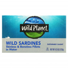 Wild Planet, Дикие сардины, филе без кожи и костей в воде, 120 г (4,25 унции)